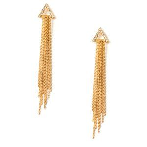 NEW Katy Perry Crystal Triangle and Fringe Drop Earrings GOLD